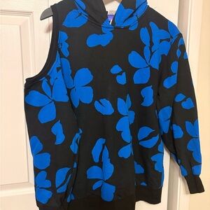 Black and Blue Floral Hoodie